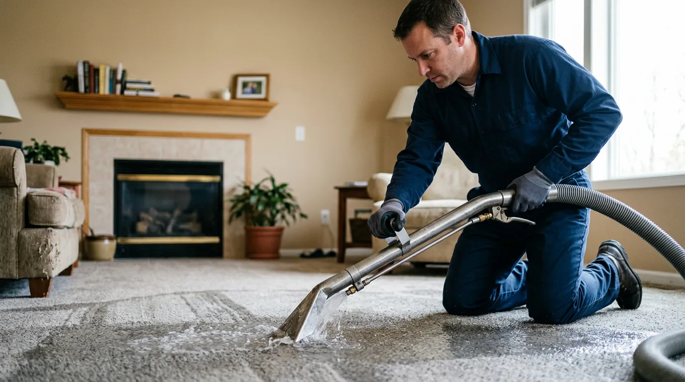 Water damage restoration technician working near Cliffside, NC